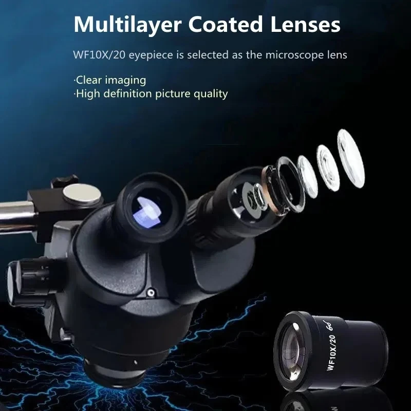 YCS 1S MAX HD Trinocular Microscope with Extra Large Base 7-45 Zoom10X/20 high eyepoint wide angle eyepiece YCS Microscope Tools