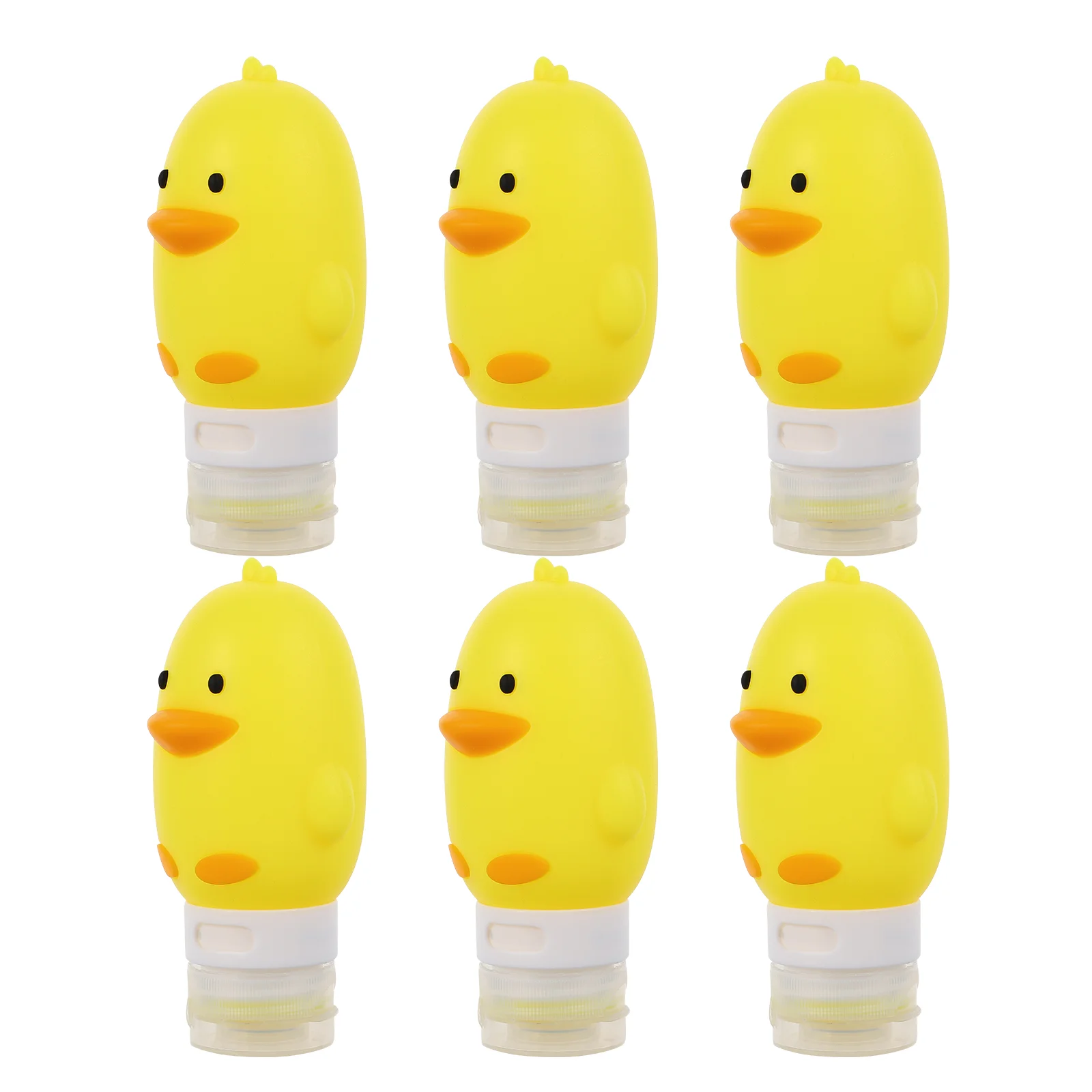 

6Pcs LeakProof Travel Bottles Silicone Shampoo Subpackaging Cartoon Lotion Dispensers Yellow Makeup Bottle for Emulsion
