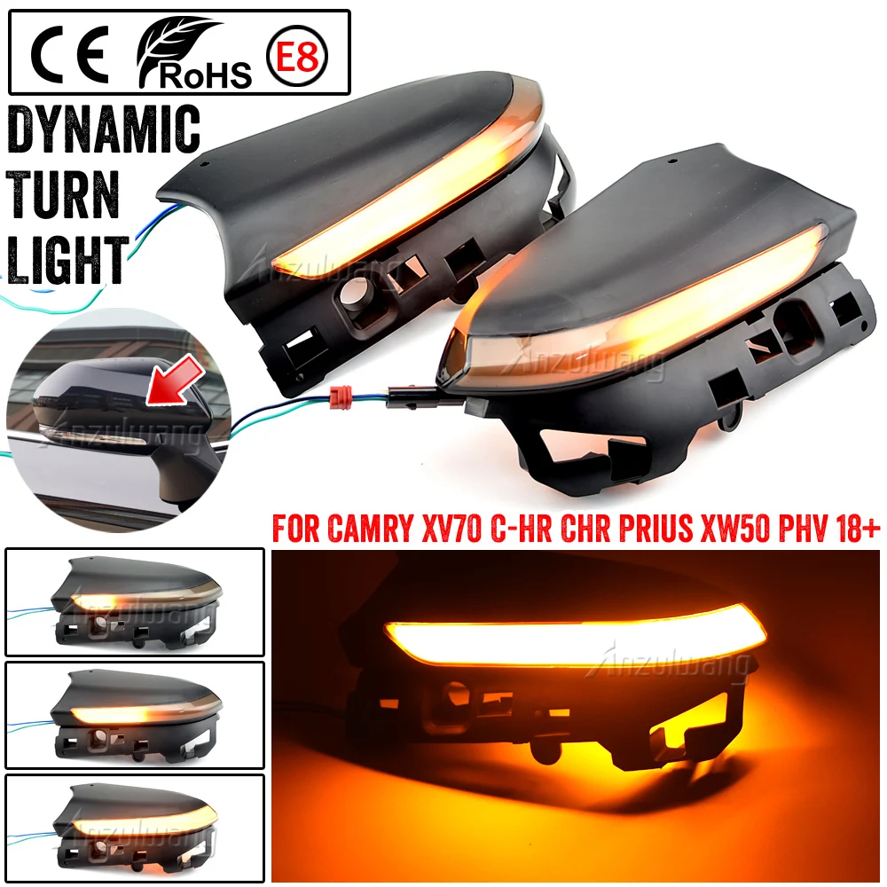 

For Toyota Camry XV70 C-HR CHR Prius XW50 PHV Dynamic LED Turn Signal Light Side Mirror Sequential Parking Puddle Lamp Blinker