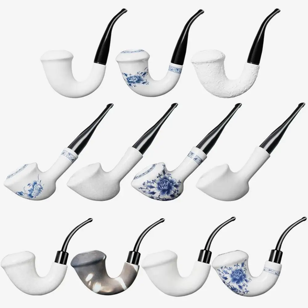 Tobacco Pipe Ceramic Pipe Bowl Acrylic Pipe Mouth 9mm Filter Father's Day Gift Apple Shaped