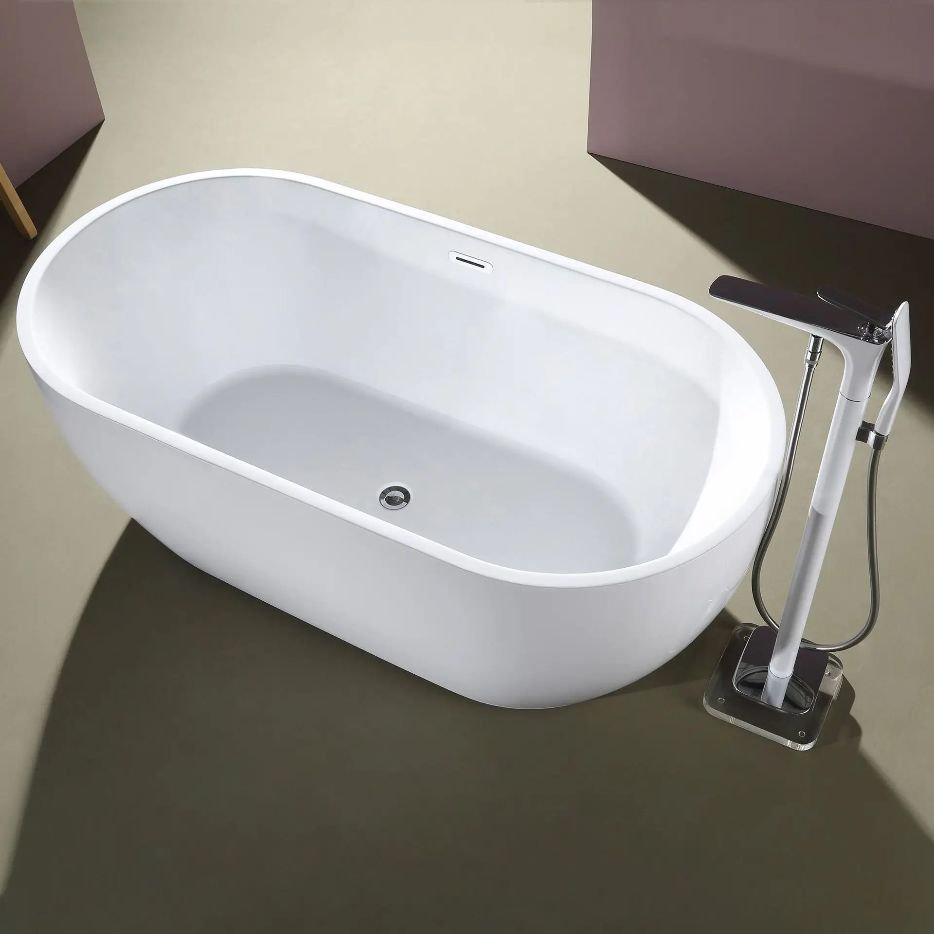 Installation-free household acrylic bathtub Small apartment deepened seated bubble seamless bathtub Independent mobile adult
