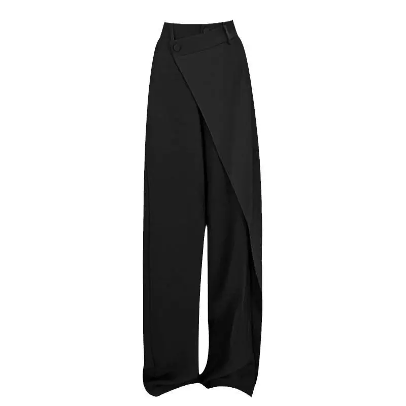 Pantalon de costume à jambes larges pour femmes, longueur au sol, taille haute, formel, Ele Busin, pantalon Long décontracté