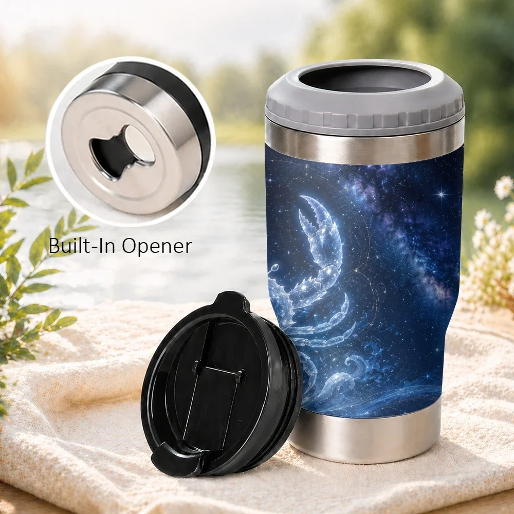 7-12Simple Twelve Zodiac Signs 4-in-1 Insulated Can Cooler Cup For Beer Soda Coffee, Stainless Steel Hot Cold Drink Holder Mug