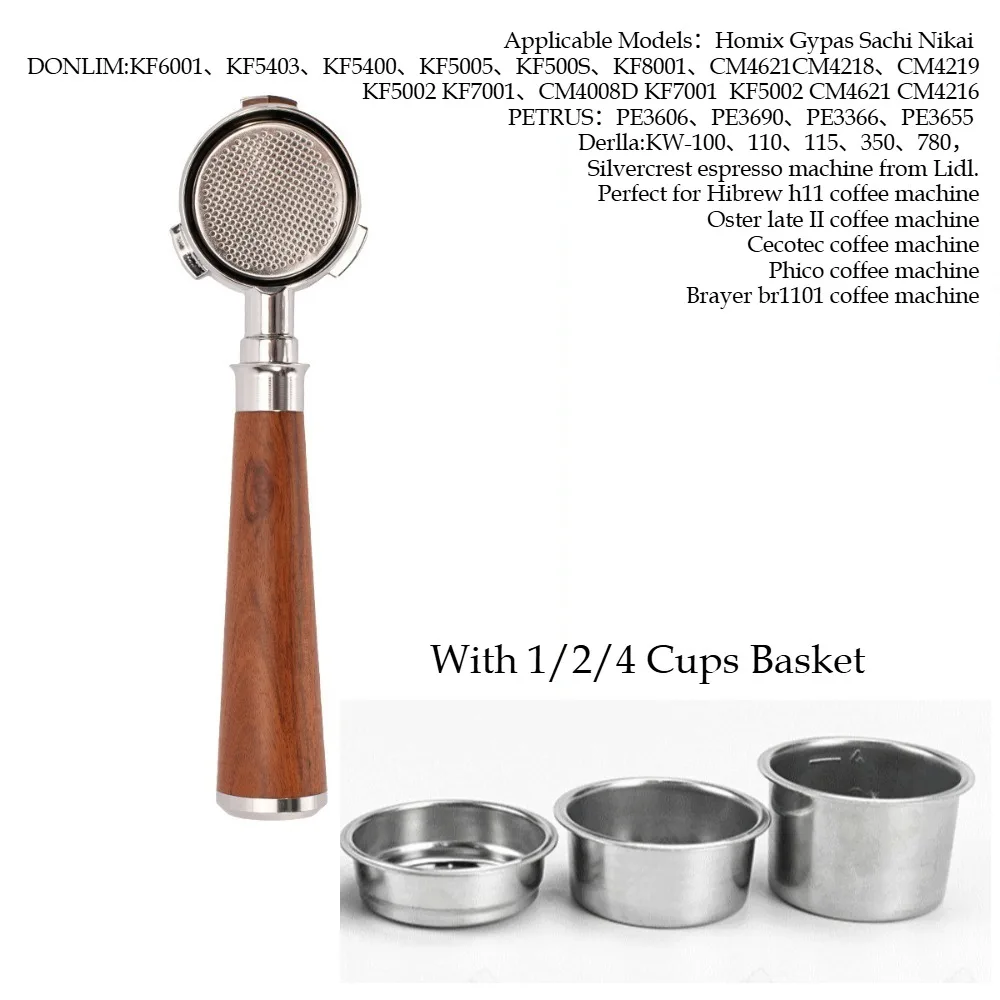 Бездонный портафильтр диаметром 51 мм, 3 ушка, совместимый с Homeelec, Vitek, Ariete, Nikai, Donlim с корзиной для фильтра для чашек из нержавеющей стали
