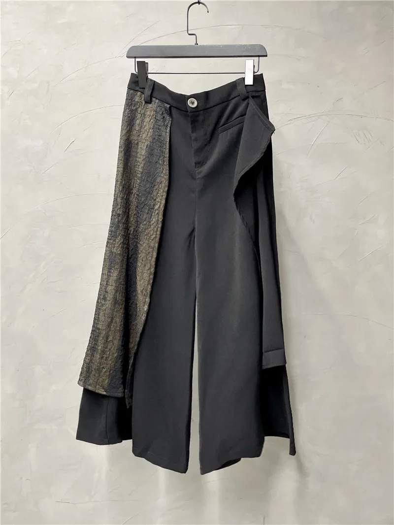 Avant-Garde Style Wear Retro Personalized Culottes Fashion Trend Loose Wide Leg Pants Cropped Casual Men's Trousers