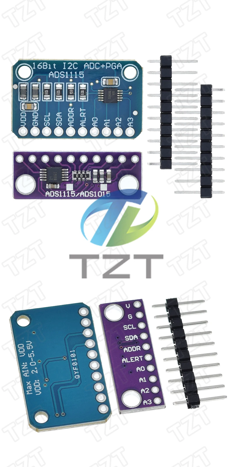 TZT 1/5 Stück ADS1115 16-Bit-I2C-Modul Präzisions-4-Kanal-Entwicklungsboard Pro Gain Verstärker 2,0V bis 5,5V für Arduino – Detail 8