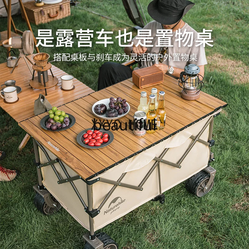 New Outdoor Four-way Folding Trolley Portable Brakeable Camper 197L Large Capacity Camp Trolley Camping Trailer