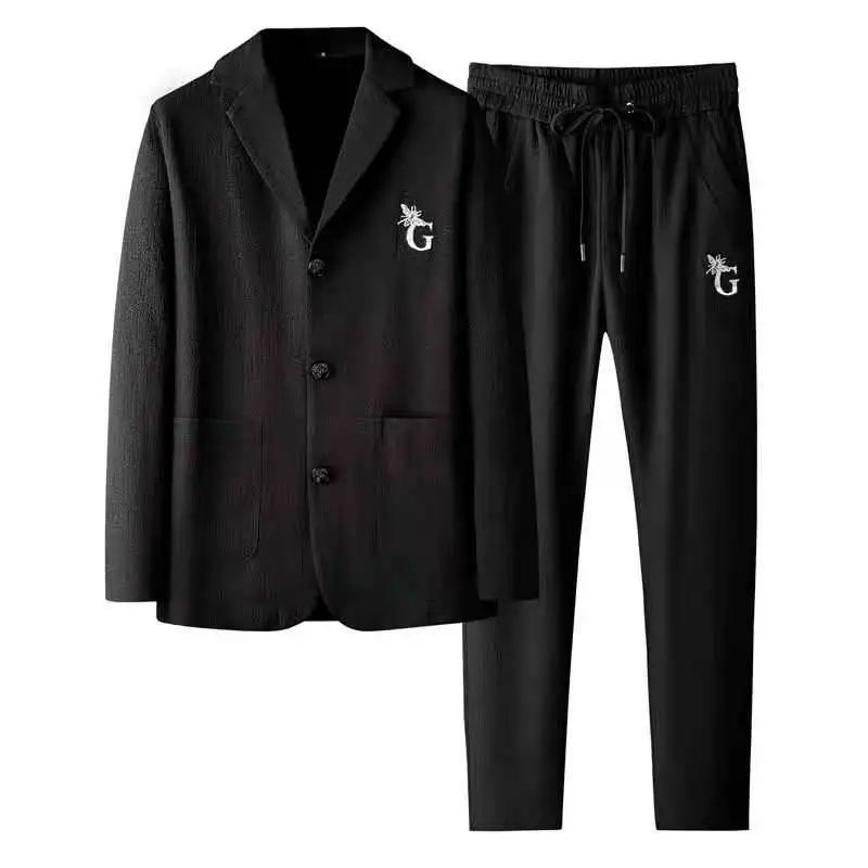 Men's suit Spring and Autumn New Fashion Suit Long-sleeved Casual Korean-style Slim-fit Handsome Two-piece Suit