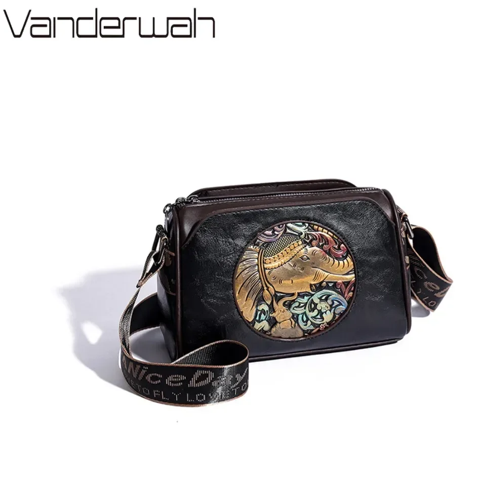 Women\'s Shoulder Bag Famous Brand Elephant Embroidered Female Messenger Bags Wallet High Quality Leather Girl Bolsas Sac A Main