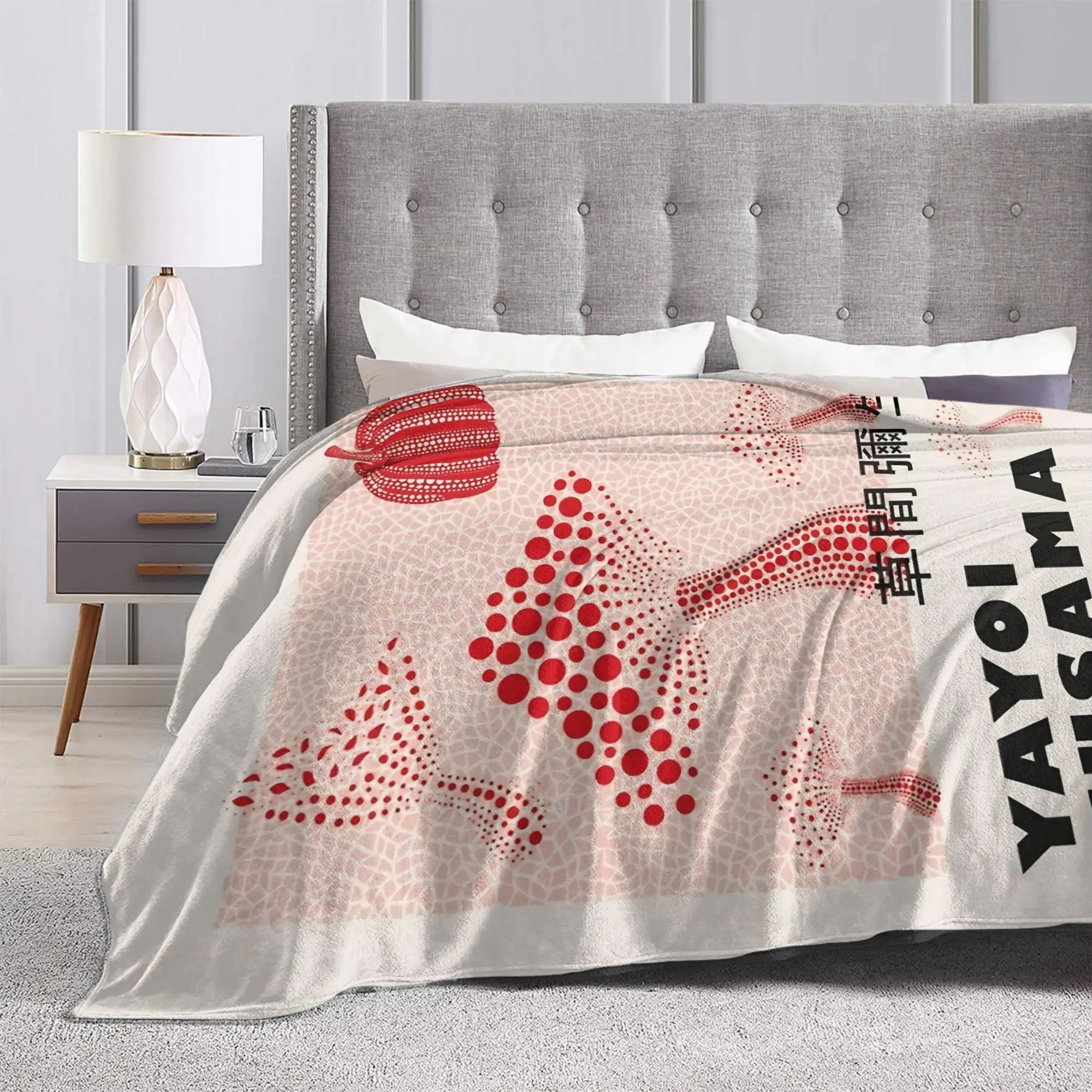 Yayoi Kusama Mushroom Exhibition Blankets Minimalist Flannel Vintage Warm Throw Blanket for Chair Covering Sofa Autumn/Winter