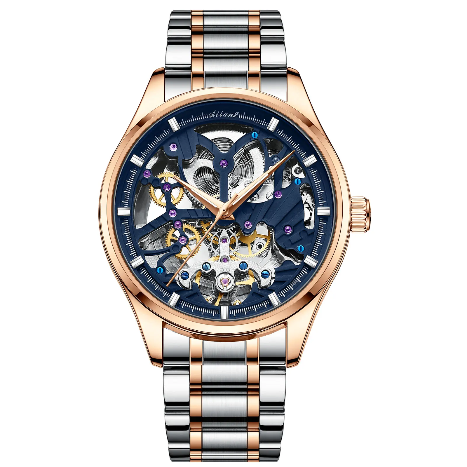 Ai lang top brand luxury fully automatic mechanical watch waterproof skeletonized luminous fashion wristwatch Brother Gift 2026