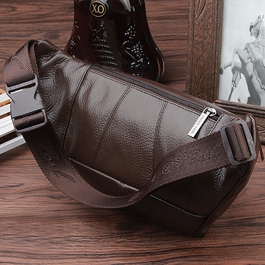 Men Waist Fanny Pack Belt Bag Purse Genuine Leather Multi-Pocket Travel Male Real Cowhide Cross body Sling Chest Hip Bum Bags