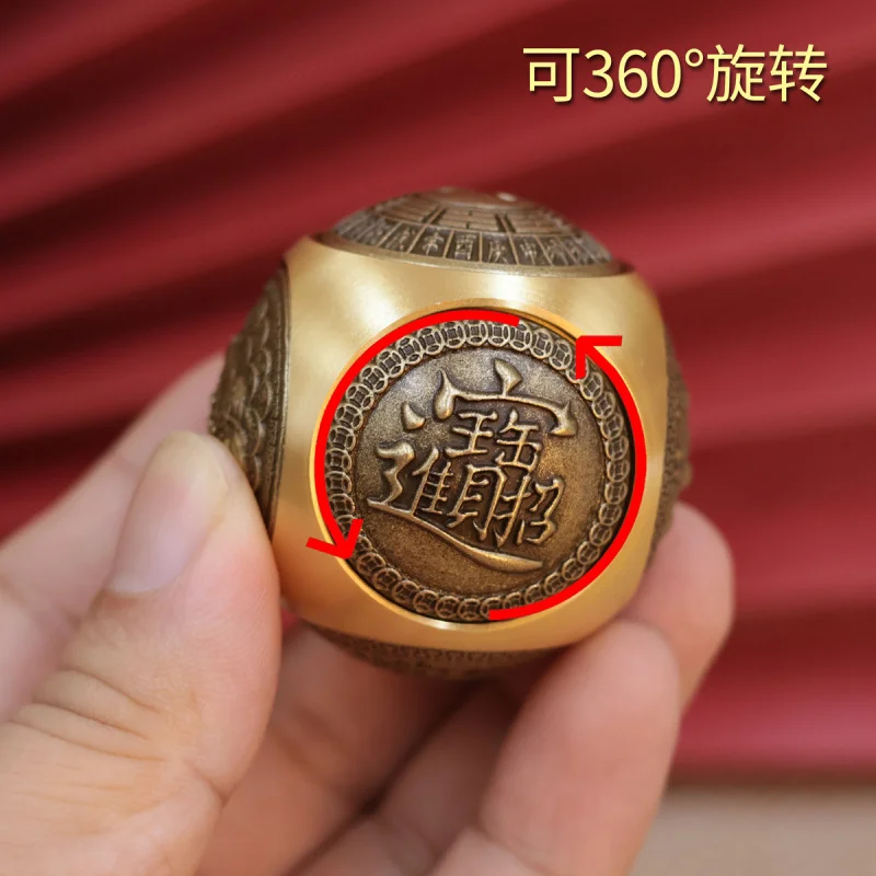 Brass Round Six-Sided Spinning Grip Fitness Heart Elderly Health Ball Stress Relief Hand Play