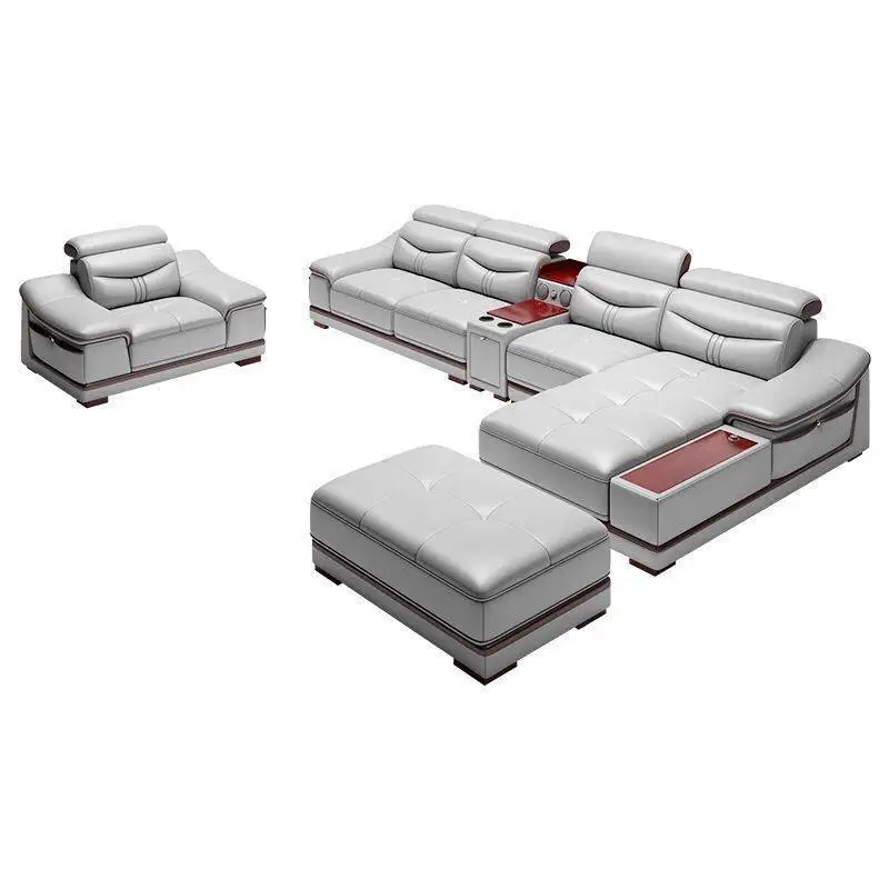 

Modern living room corner leather sofa, first layer cowhide-sized apartment sofa