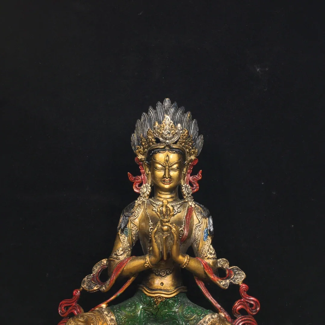 Ancient China's refined pure copper painted green Tara Buddha with exquisite craftsmanship and thick coating #2