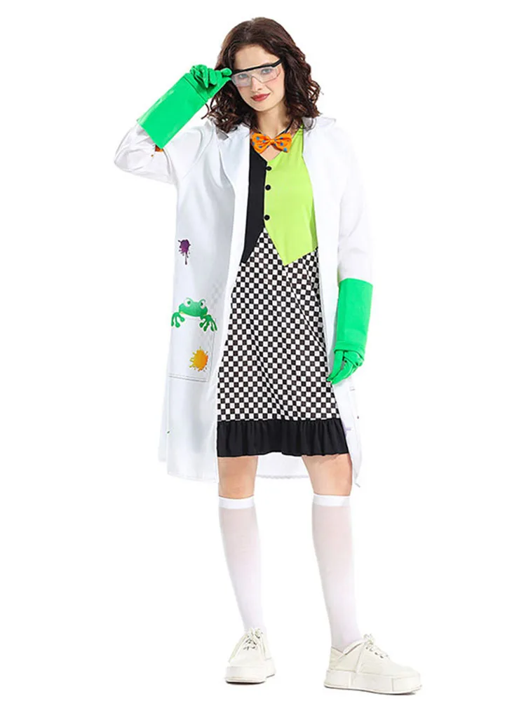 loween Pazzo Scienziato Costume Piccolo Dottore Abiti da Spettacolo Teatrale Scienziato di Fisica Tema Volare Abiti Coordinati Poly...