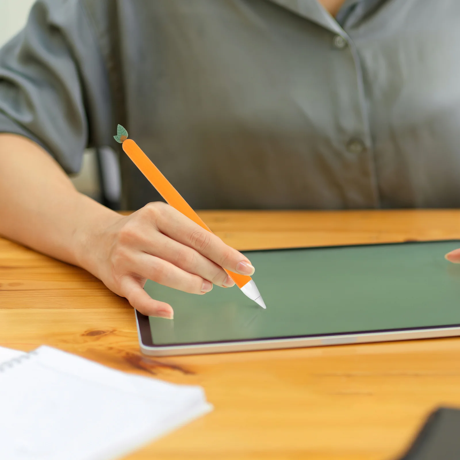 1 шт. силиконовый чехол для стилуса для карандаша 2, защитный колпачок с морковным дизайном, совместимый с карандашом для Ipad, противоударная нескользящая ручка