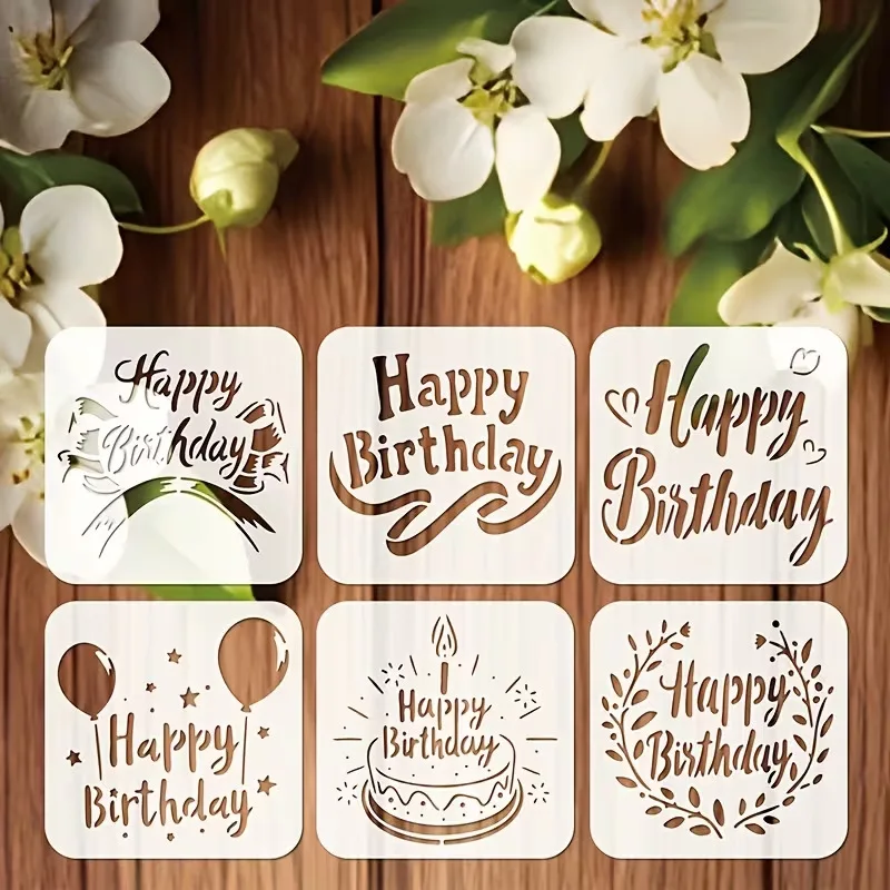 72pcs happy birthday Birthday Stencil Set DIY Card Making Painting Templates Party Decoration Stencils