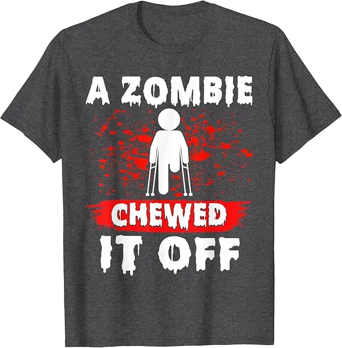 Lustiges Amputanten-T-Shirt: „Ein Zombie hat es abgekauft“ – Prothesen-Amputations-T-Shirt, Y2K-Beinamputanten- oder Prothesenbein-Shirt, Witziges Spruch-T-Shirt, Geschenke – Detail 6