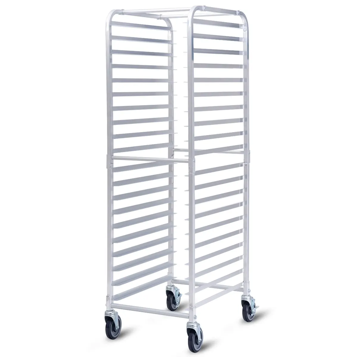 20-Tier Kitchen Bun Pan Sheet Rack Aluminum Bakery Rack Home Commercial Kitchen Bakery Cooling Rack w/Wheels 2 Lockable