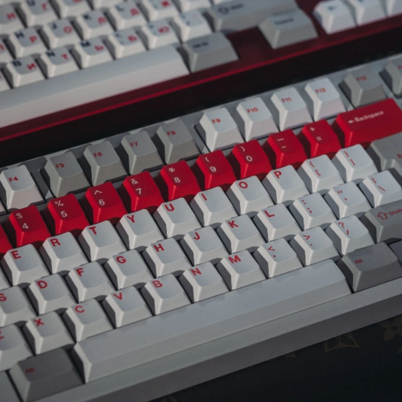 gmk teclado mecanico de alerta vermelho pbt cinco lados sublimacao termica cherry profil acessorios para pc computador 01