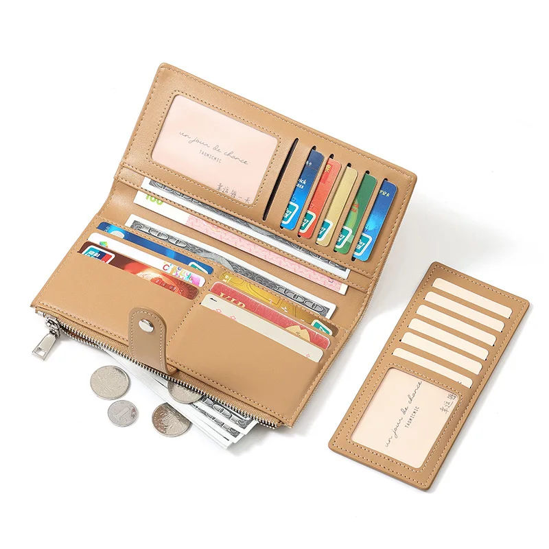 Western Patchwork Long PU Leather Large Capacity Women Wallet Multi-card slot Two Floded Purse for Ladies