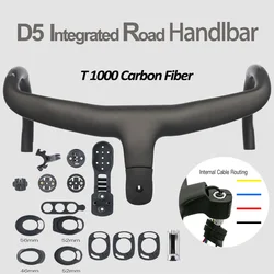 D5  Handlebar 1:1 Full Internal Routing Cable Carbon Fiber Road Bike 80-120x400-440 Integrated Handlebar with Computer Mounts