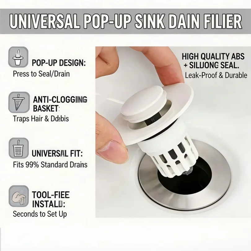 Press-type Drain Stopper For Universal Wash Basins Brass Core Pop-up Core Accessory For Bathroom Sinks And Vanities