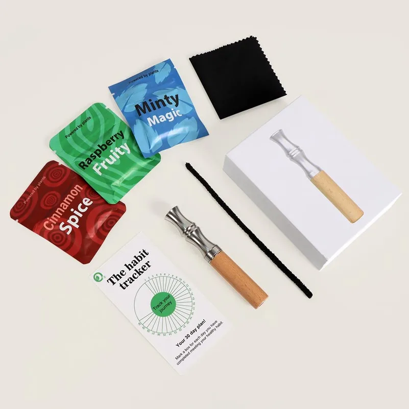 Quit Smoking Stick Aid Nicotine Tobacco Free Smokeless Inhaler Craving Relief Tool Natural Plant Core Flavor Wood Alternative