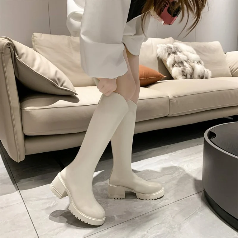 المرأة حذاء برقبة للركبة تمتد سليم صالح الخامس قطع الجبهة منصة وحيد كعب مكتنز أشار تو الأحذية