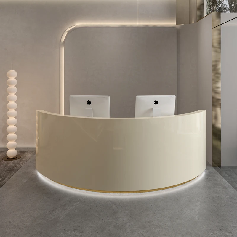 Bureaux de réception à tiroirs incurvés, bureaux de réception pour Salon de beauté, entreprise de bienvenue, meubles commerciaux d'accueil Comptoire