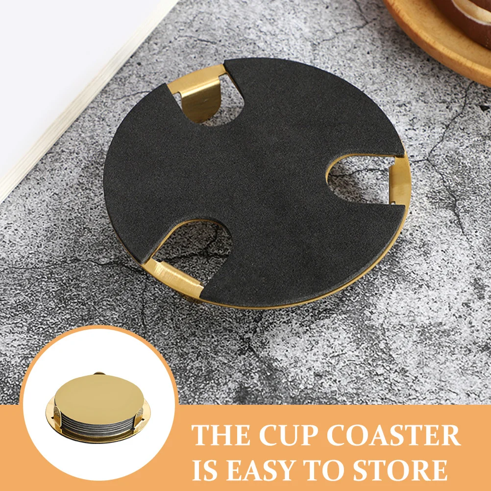 

1Set Stainless Steel Coasters Metal Cup Mats Heat Resistant Table Protector Decorative Coaster Set for Home Office Dining