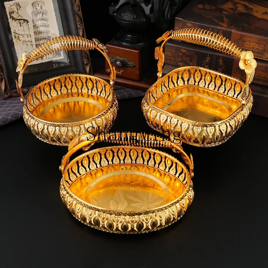 

CL luxury metal spring flower fruit basket fruit plate restaurant front desk home living room fruit plate decorative ornament