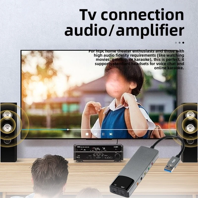

6-in-1 USB External Optical Sound Card Multifunction Audio Converter Adapter for Notebook Aluminium Sound Card