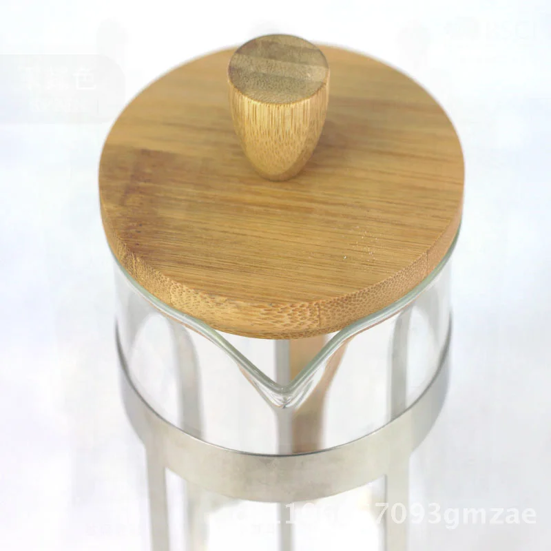 

Стеклянный пресс-кастрюля с бамбуковой и деревянной крышкой, термостойкий боросиликатный фильтр для кофе, французский пресс-кастрюля со стеклянной мерной чашкой для