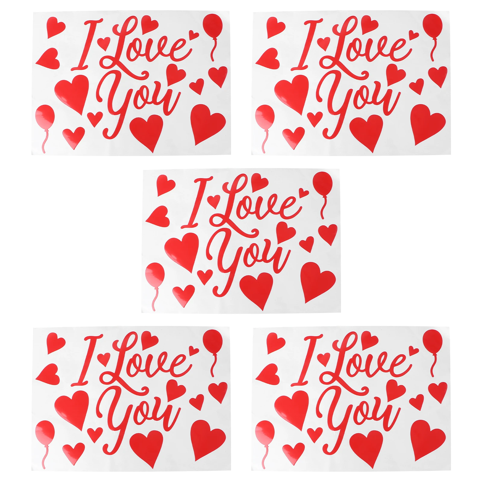 

5pcs I Love You Balloon Stickers Red Color PVC Material Wedding DIY Valentine Day Balloon Decals Easy to Use