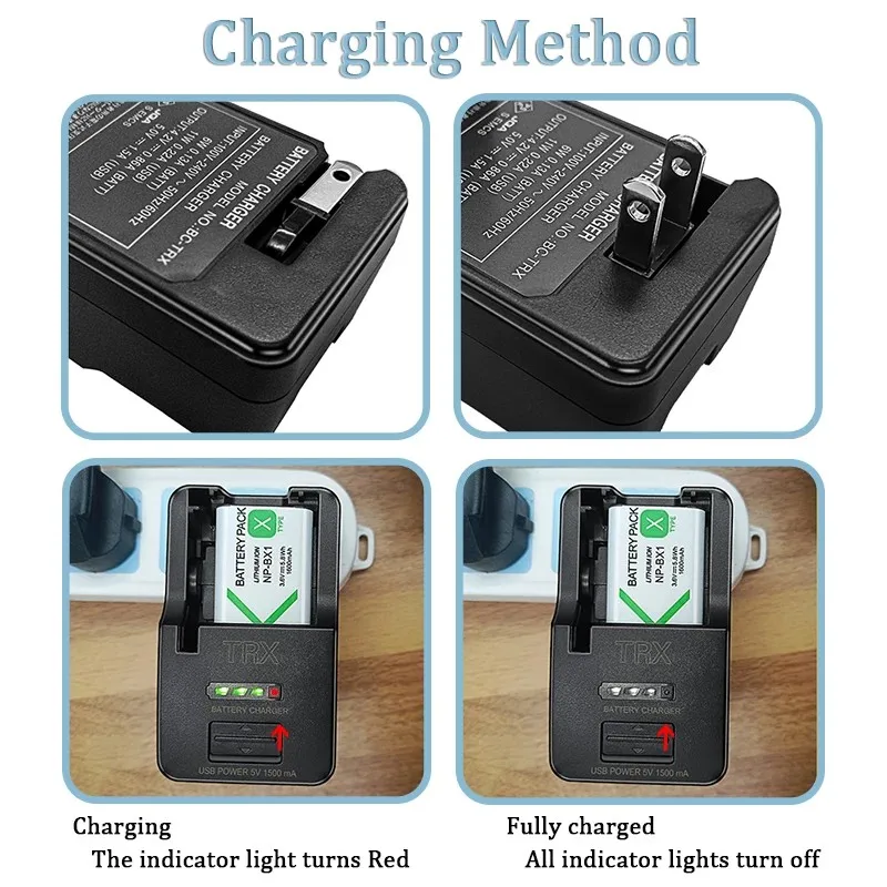 US Plug , Direct insertion charger BC-TRX Multiple Compatible Battery is suitable for Sony NP-BX1 NP-BD1 NP-BG1 NP-BN1 Batteries