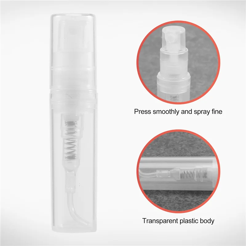 A39M 200 ピース/ロット 2 ミリリットル透明プラスチックスプレーボトル小型化粧品包装アトマイザー香水ボトル噴霧スプレー液体 Cont