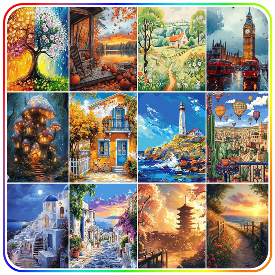 

SDOYUNO Diamond Painting Set Diamond Art Accessories scenery Diamond Art Paintings Diamond Art Kit Cross Stitch Decoration Home