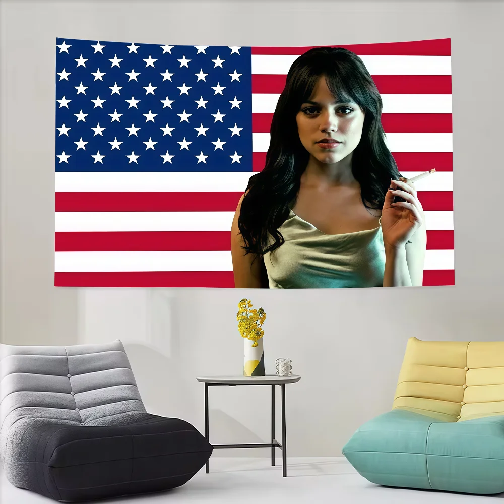 Jenna Ortega American Star flag Decoration Art Picnic Party Home Hanging Camping Outdoor Party Banner
