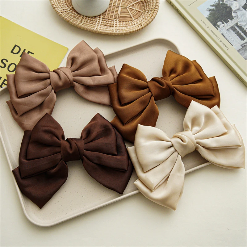 Oversized Bow Hairpins Hair Accessories Double Layer Butterfly Hair Clip Barrettes Satin Hair Holder Bowknot Hairgrips Headwear