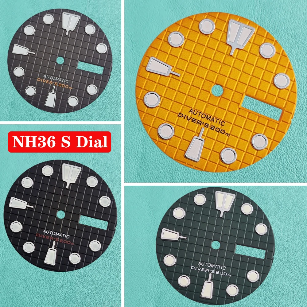 

NH36 28.5mm S logo dial suitable for NH36 Japan automatic movement green luminous watch modification accessories