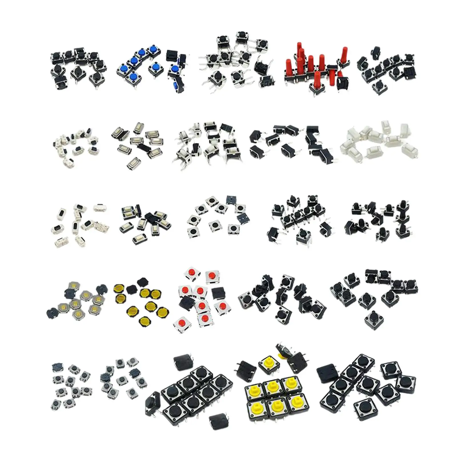 25 Values Tactile Push Button Switch Micro Momentary Tact Assortment Kit for TV Audio Game Console (125PCS/250PCS Optional)