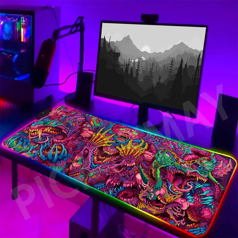 Cyberpunk Large RGB Mouse Mat Neon Gamer Mousepads LED Gaming Mousepad Big Luminous Desk Pad Desk Mats Backlit Mouse Pads