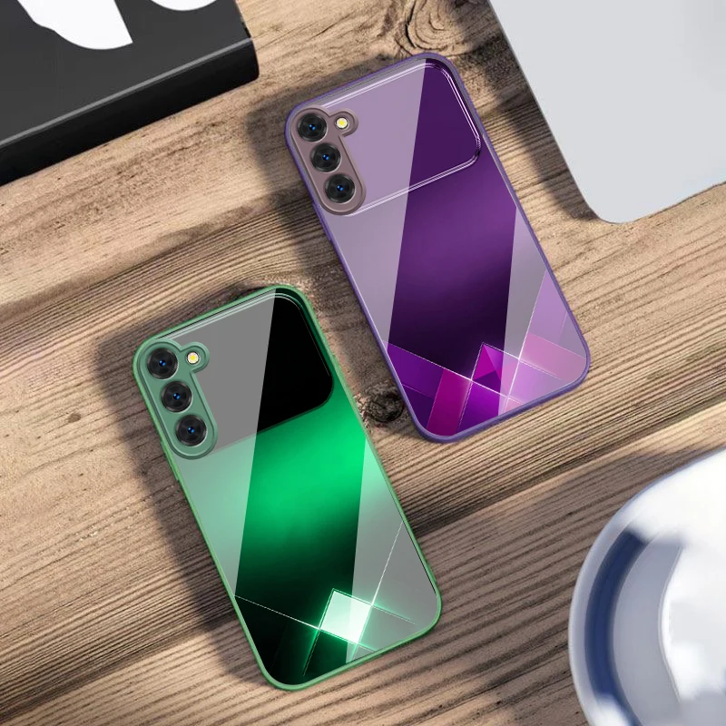 Blue minimalist wallpaper For Samsung S26 S25 Edge S25Ultra S8 9 S10 20 U ltra S21 Pro 22 Plus S23 FE S24 Ultra Glass Phone Case