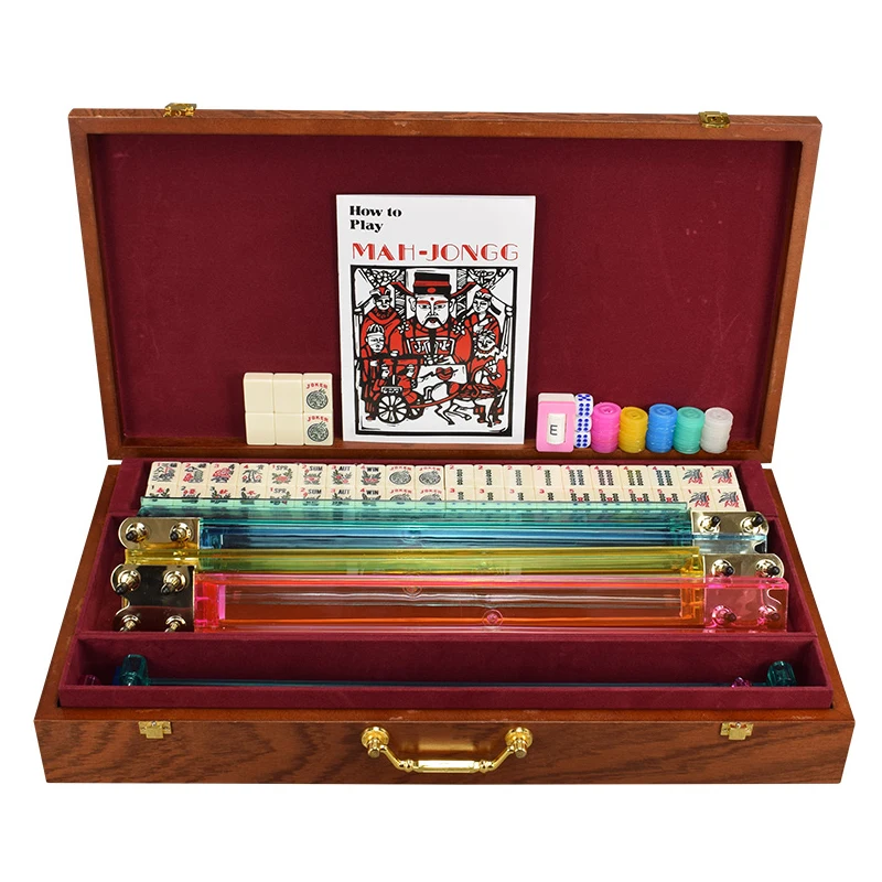 

American Mahjong, Household Hand-rubbed Medium Mahjong, Melamine Hand-playing Mahjong, American-style Ivory White Mahjong Set