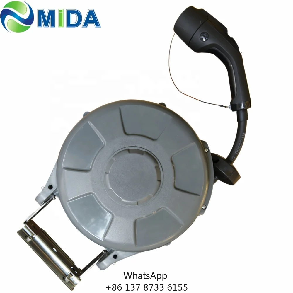 Retractable Reel Cable Reel With 32A Type1/type 2 Plug 5m Cable For EV Charger Station Indoor Use