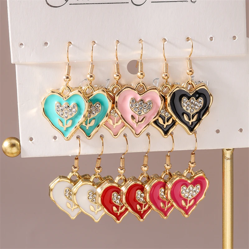 

Fashion Colorful Love Heart Drop Earrings for Women Girls Party Festival Jewelry Gifts
