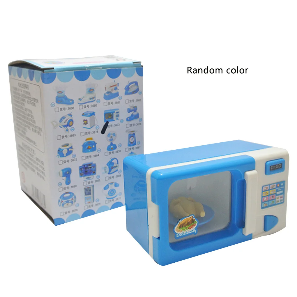لعبة فرن الميكروويف مع ضوء المطبخ محاكاة لعب الأدوار لعبة الطبخ للأطفال الصغار هدية عيد الميلاد لون عشوائي