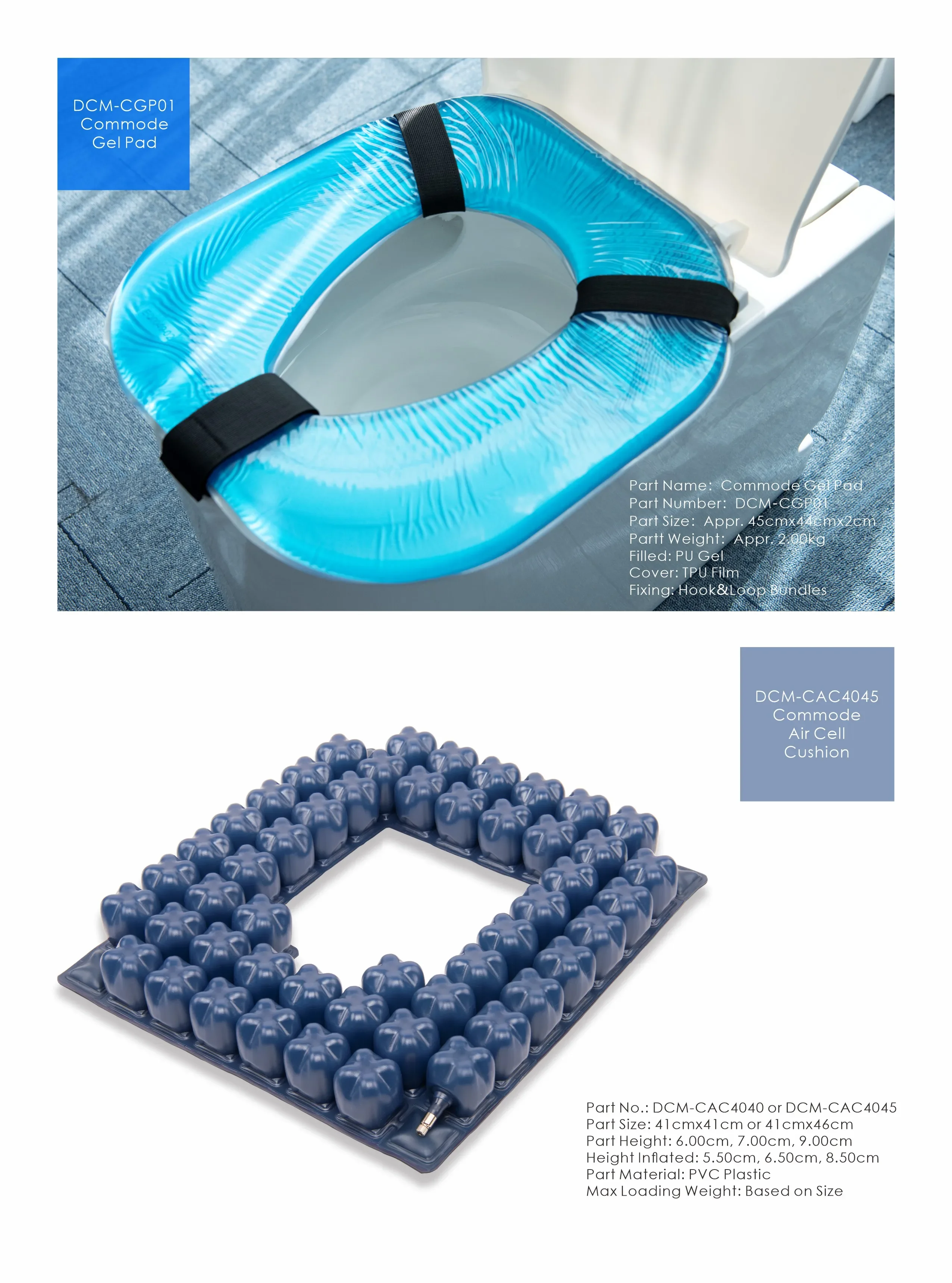 DCM-CAC 4045, Commode Air Cell, Gel Commode Seat Pad for Shower, Toilet Sitting Cushion